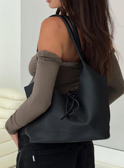 Nonstop Bow Detail Shoulder Bag Black