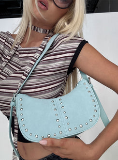Bright Lights Studded Shoulder Bag Blue
