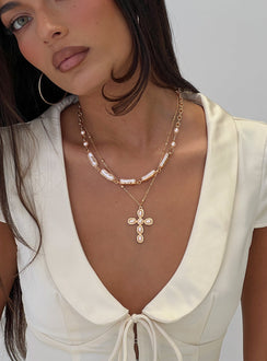 Isabellah Pearl Necklace Pack Gold