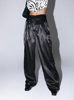 back view of model wearing Princess Polly Archer Pants Satin Black 