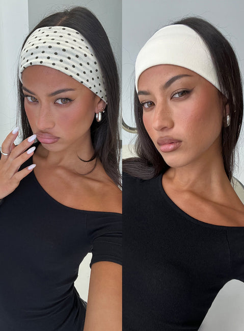 The Juney Headband Pack White Polka Dot