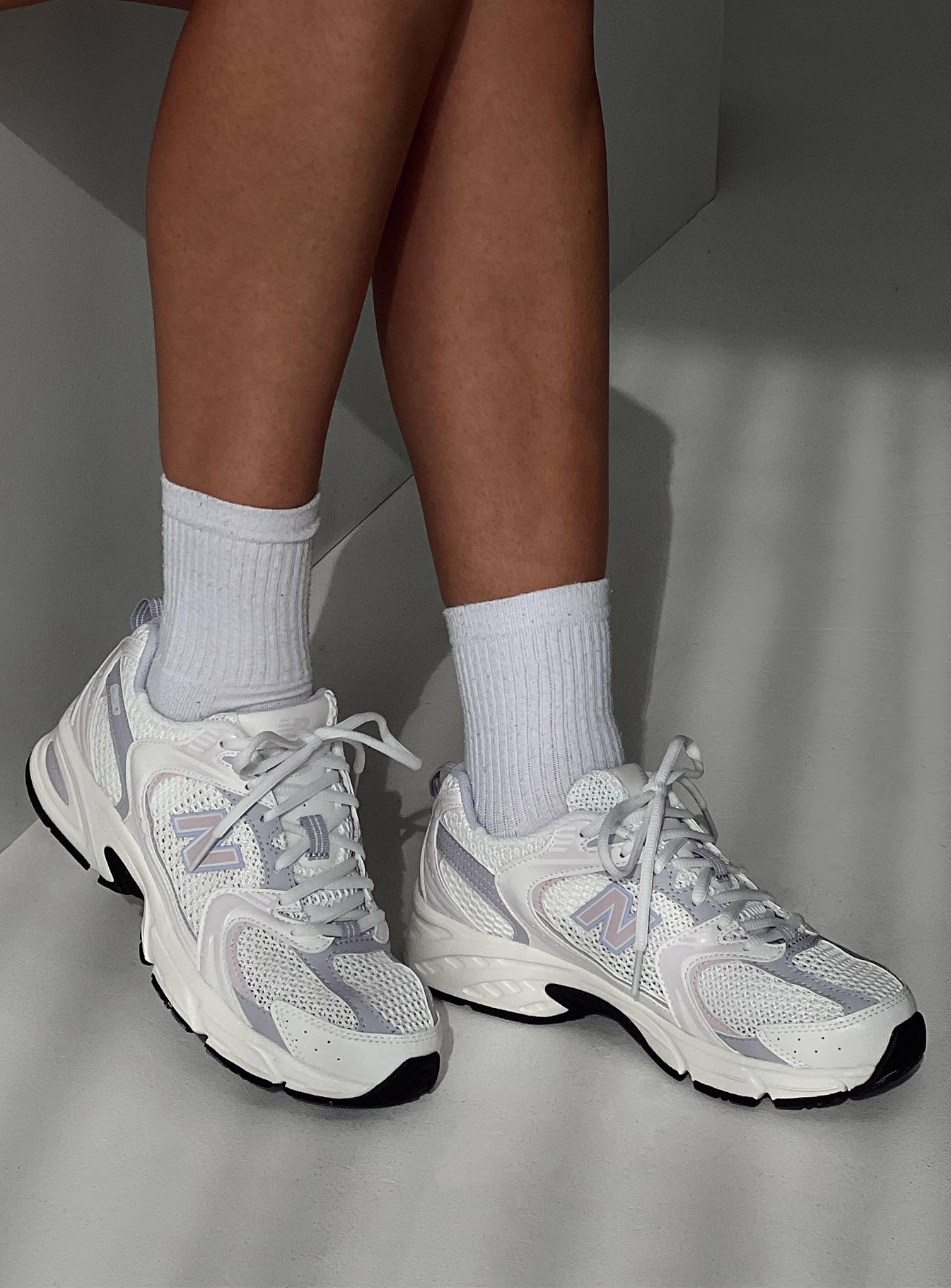 Sneakers Mesh netting throughout, lace-up fastening, pull tab at heel Treaded sole, Padded footbed