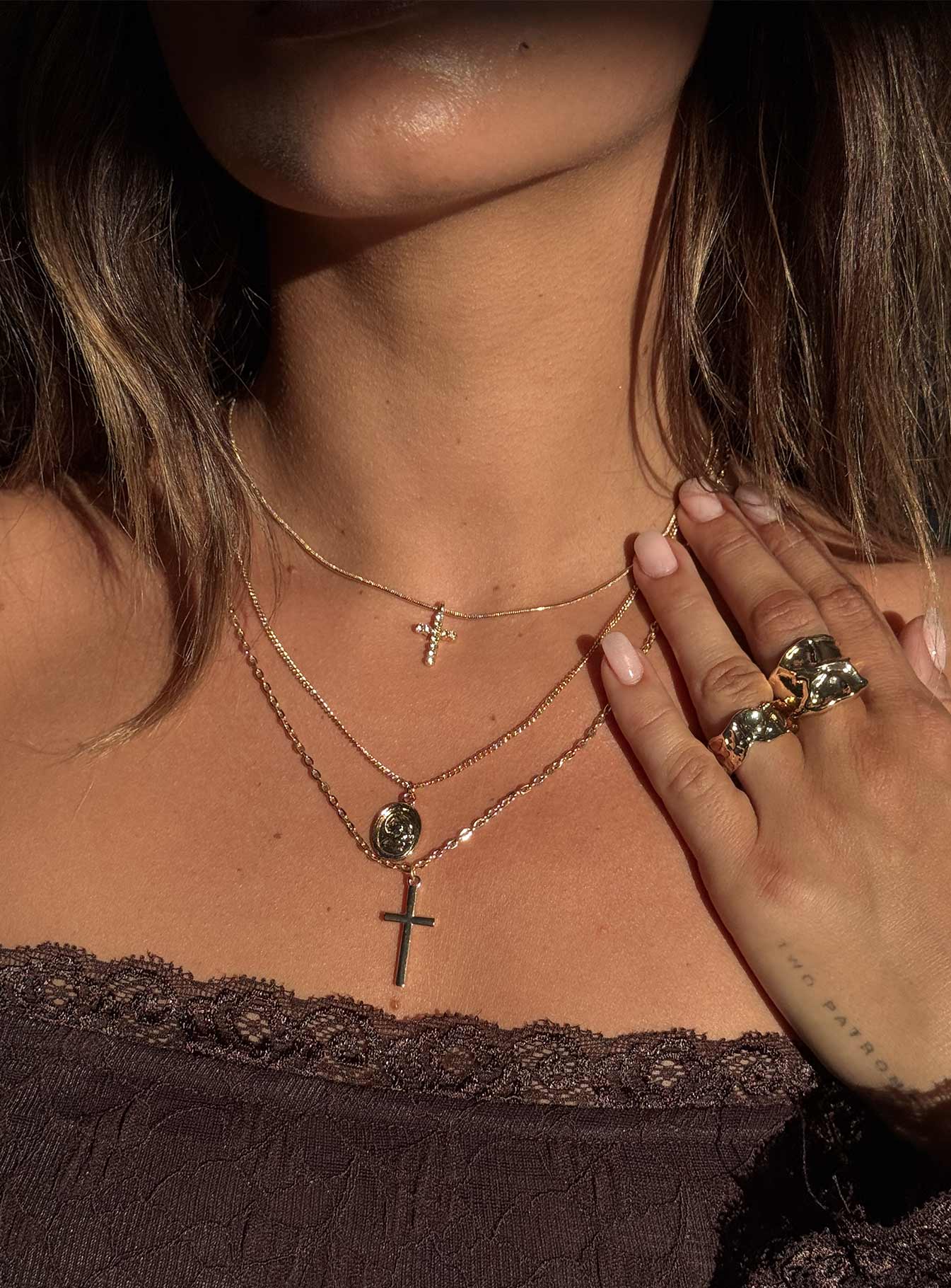 Broken Clocks Layered Necklace Gold