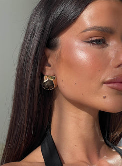 For The Thrill Shell Earrings Gold / Brown