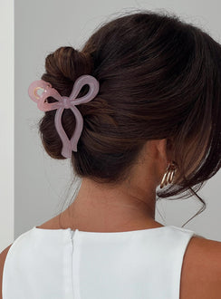 With A Bow Hair Clip Pink