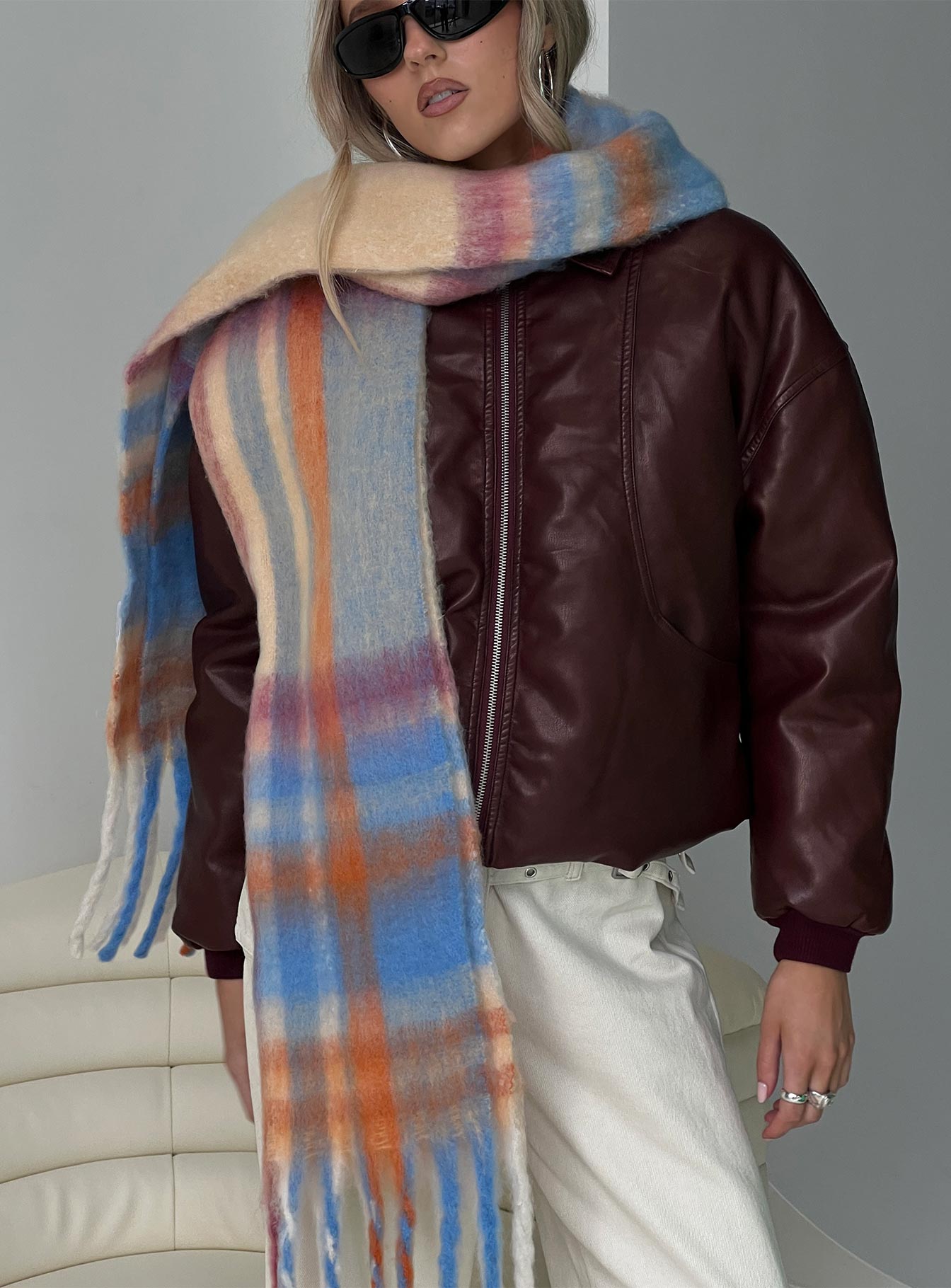 Brynne Scarf Blue Check