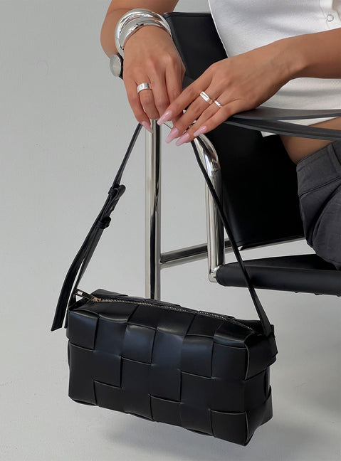 Declynn Woven Shoulder Bag Black