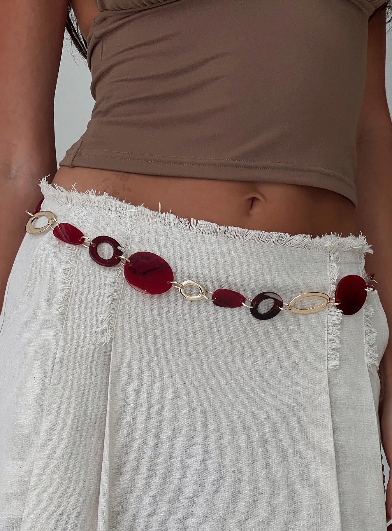 Felon Beaded Chain Belt Gold / Red