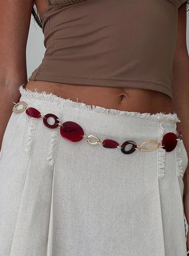 Felon Beaded Chain Belt Gold / Red