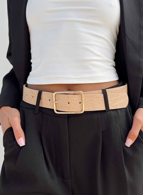 Waist belt Faux leather material Croc print Square shaped buckle
