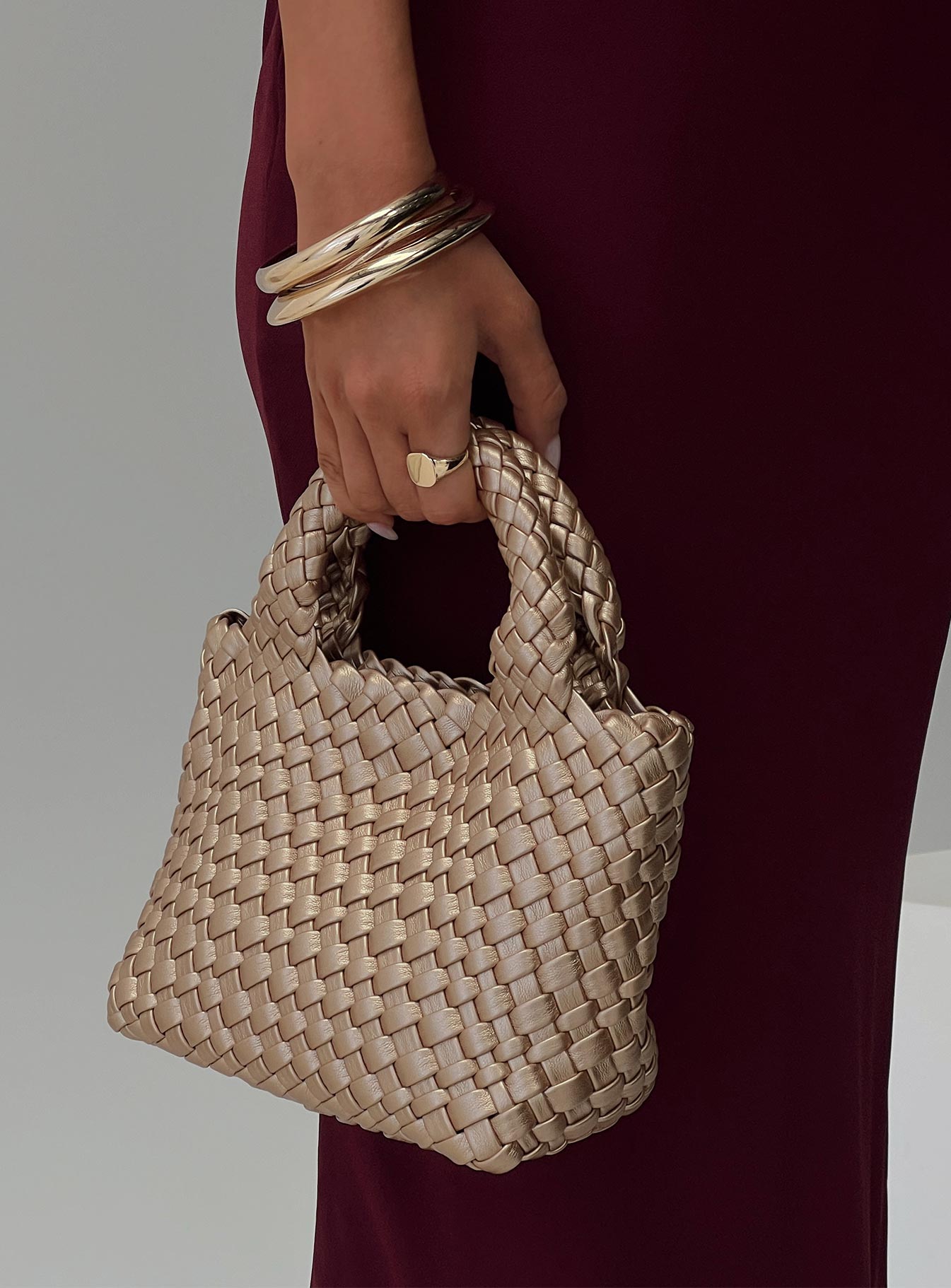 Ready To Party Woven Bag Gold