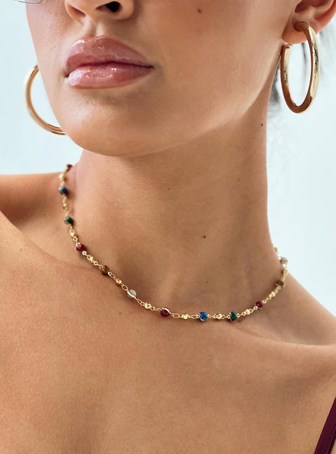 Gold-toned necklace Beaded design, lobster clasp fastening