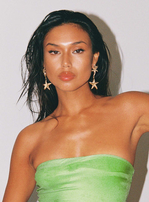 Starfish Drop Earrings Gold