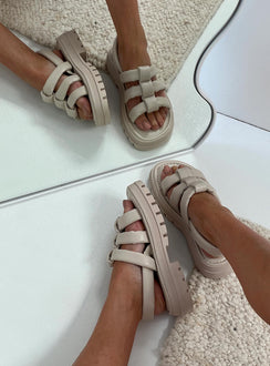 Sandals Chunky cleated outsole, open-round toe, padded T-bar upper design Padded Heel Strap with elastic for the perfect fit, padded Insole for superior comfort Faux leather