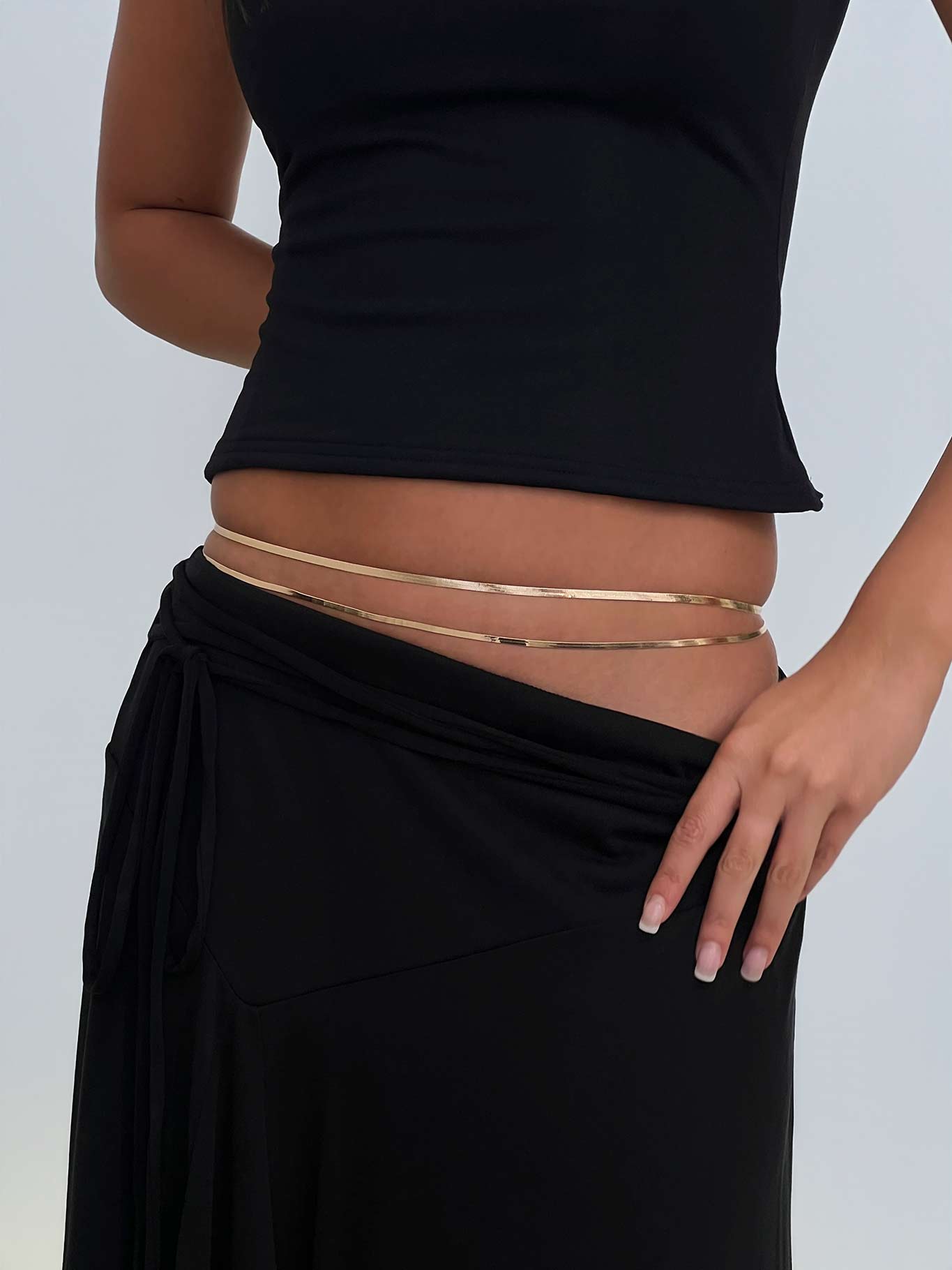 Clariel Layered Snake Chain Belt Gold