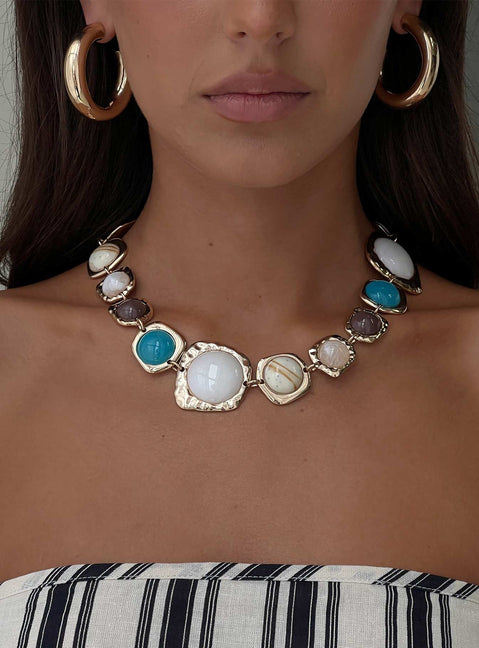 Evelynne Gemstone Necklace Gold