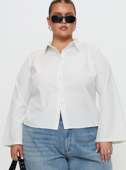 Anni Stripe Shirt Pinstripe White Curve