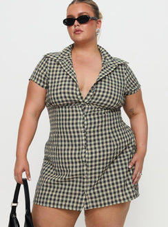 Motley Mini Dress Brown Check Curve