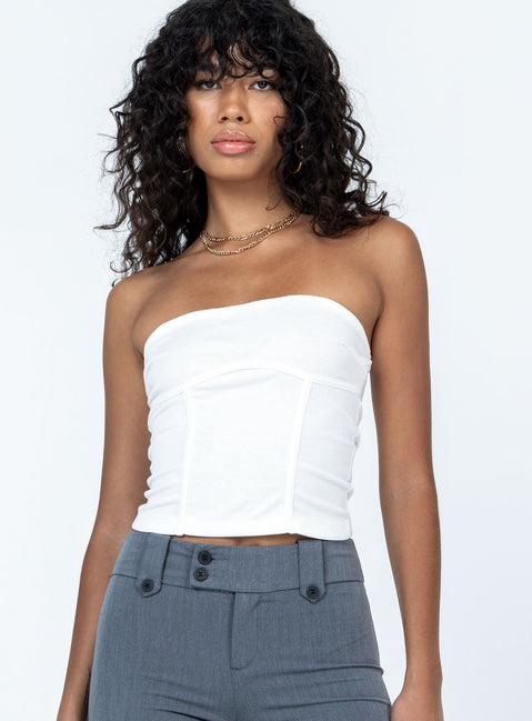 product Princess Polly Short Sleeves Square Neck  Zyra Strapless Top White