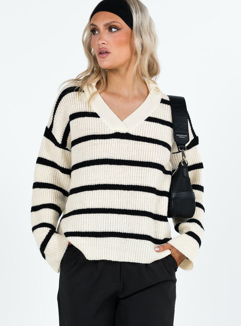 product Forte Knit Sweater Black / Cream Princess Polly  Long 