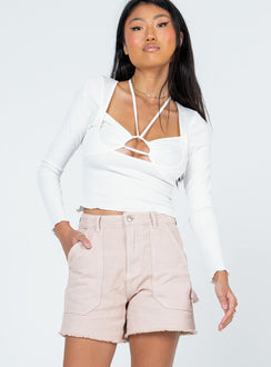 Hadley Mid Rise Shorts Beige