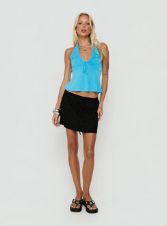 Anderlie Low Rise Linen Blend Mini Skirt Black