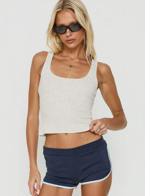 Baseline Square Neck Rib Tank Top Grey Marle