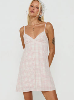 Lunya Mini Dress Pink Check