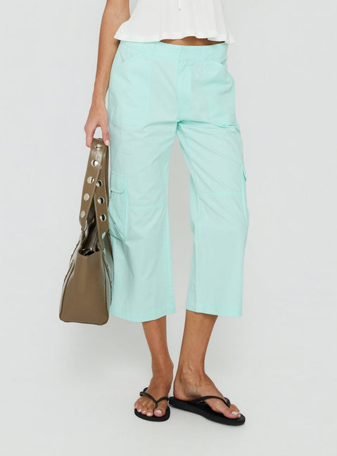 Indee Cropped Cargo Aqua