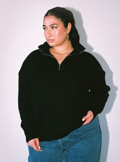Bessy Knit Sweater Black Curve Princess Polly  regular 