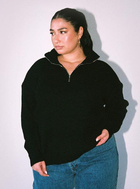 Bessy Knit Sweater Black Curve Princess Polly  regular 
