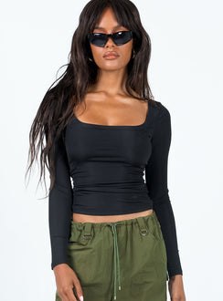 product Princess Polly Full Sleeves High Neck  Arthie Long Sleeve Top Black Low Impact