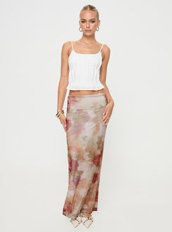 Maxi skirt Floral print, mesh material, elasticated waistband