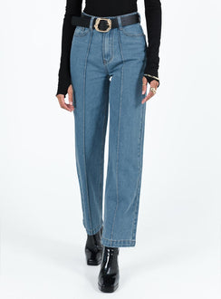 product Princess Polly High Waisted  Booran Wide Leg Mid Wash Denim Jean