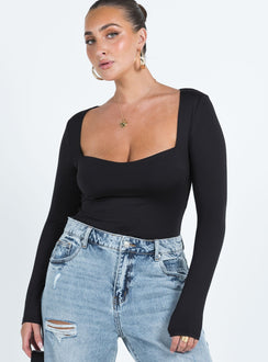 Alberta Long Sleeve Bodysuit Black
