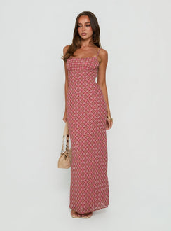 Avienna Maxi Dress Pink Check