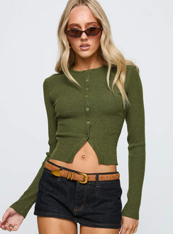 Suzu Long Sleeve Knit Top Olive