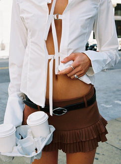 Deei Double Ruffle Mini Skort Chocolate