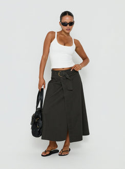 True Visions Belted Maxi Skirt Charcoal