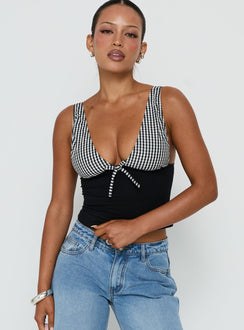 Kary Top Black Gingham