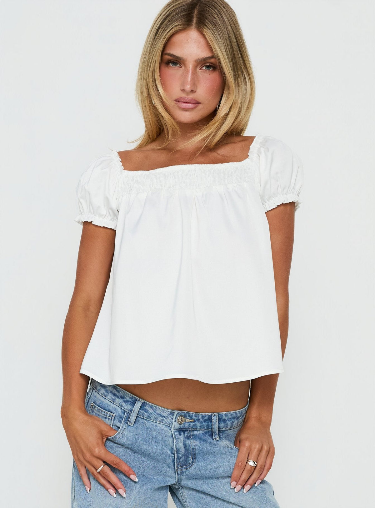 Collette Babydoll Top White