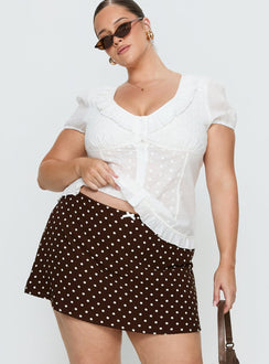 Tejano Mini Skirt Brown Polka Dot Curve