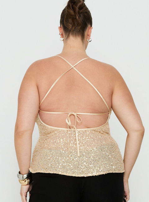 Opaline Sequin Cami Top Gold Curve