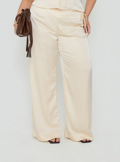 Aubrette Satin Tie Pants Cream Curve