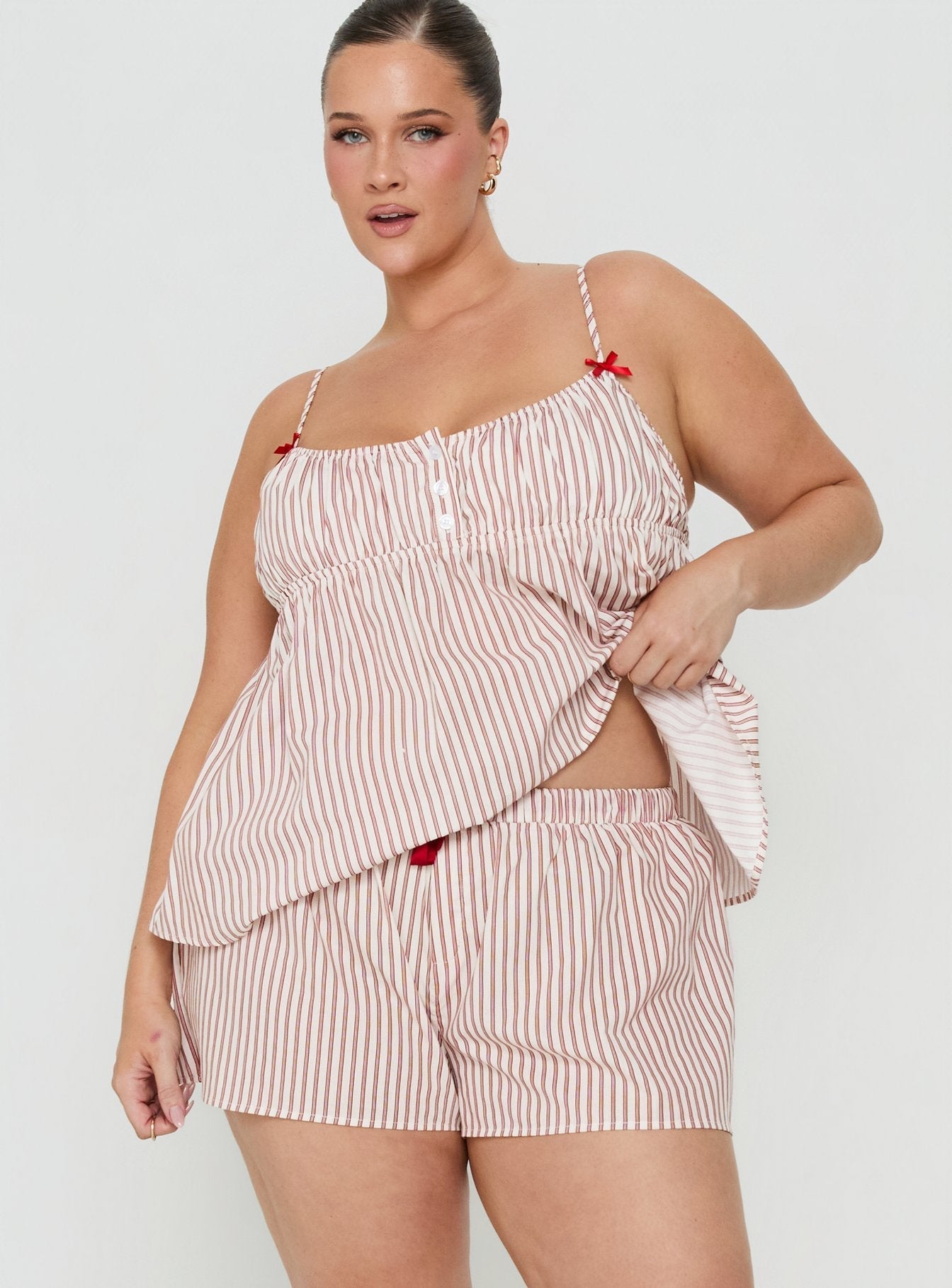 Chill Club Sleep Boxer Shorts Red / White Stripe Curve