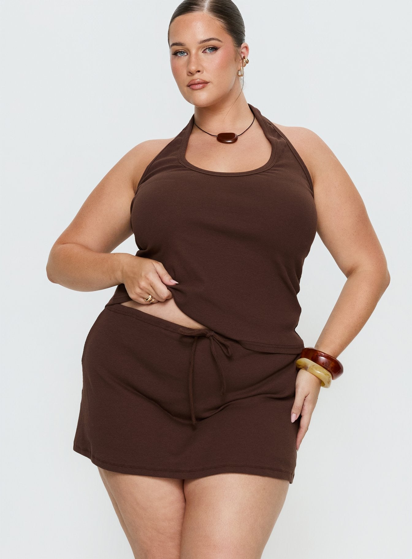 Baseline Rib Skort Brown Curve