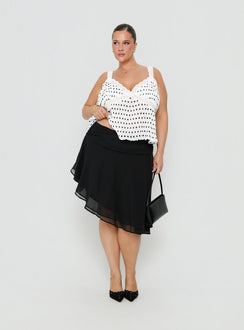 Evanescence Asymmetrical Midi Skirt Black Curve