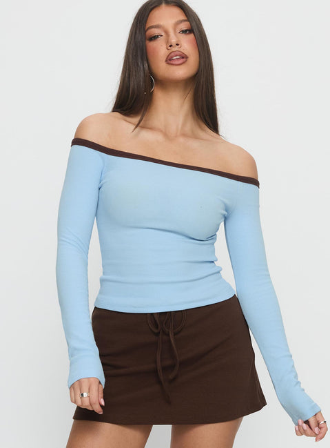 Baseline Off Shoulder Top Blue / Brown