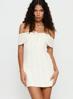 Colettie Off Shoulder Mini Dress Cream