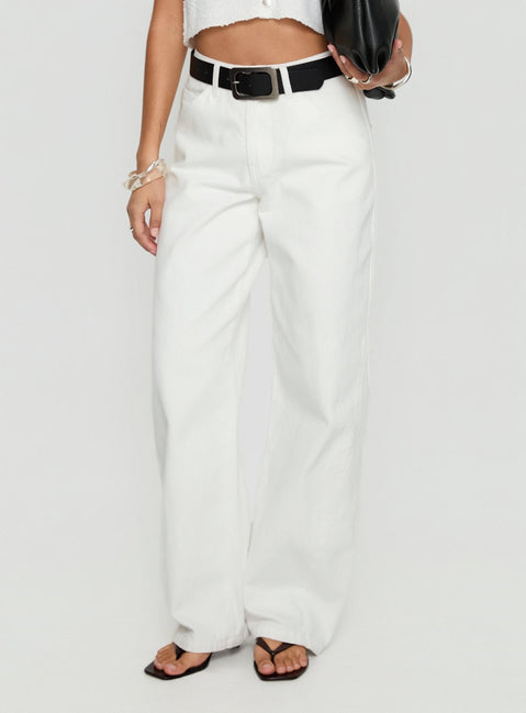 Erena High Rise Barrel Leg Jeans White